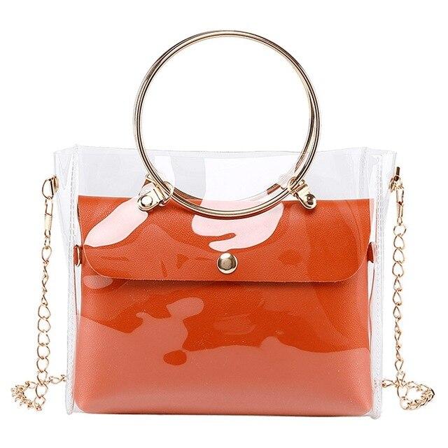 Lady Fashion Shoulders Jelly Package Handbag Fashion Small Transparent Purse