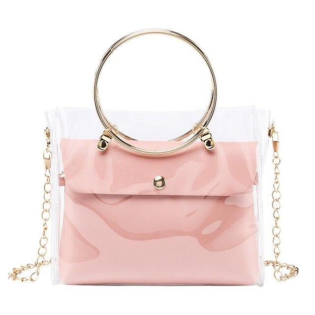 Lady Fashion Shoulders Jelly Package Handbag Fashion Small Transparent Purse