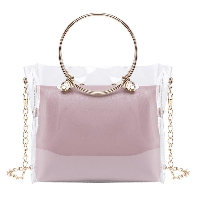 Lady Fashion Shoulders Jelly Package Handbag Fashion Small Transparent Purse