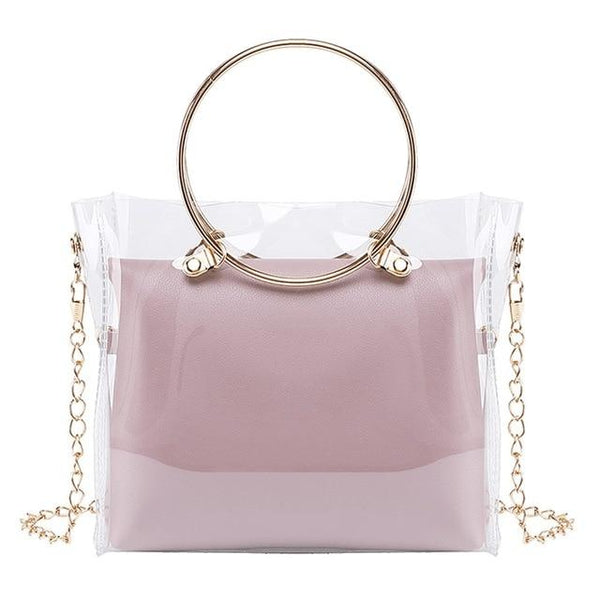 Lady Fashion Shoulders Jelly Package Handbag Fashion Small Transparent Purse