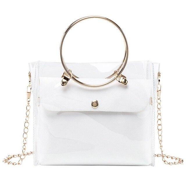 Lady Fashion Shoulders Jelly Package Handbag Fashion Small Transparent Purse