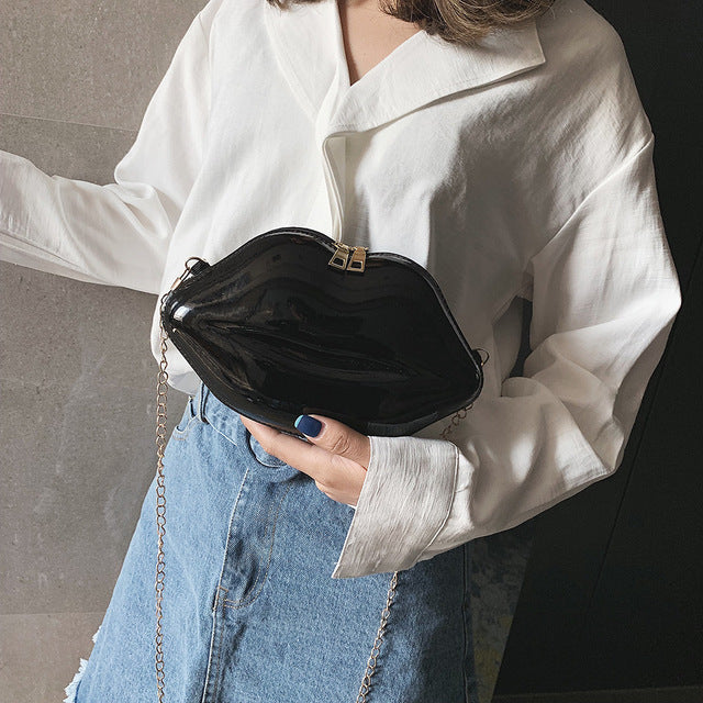 Sexy Lips Style Clutch Bag Chain Purse