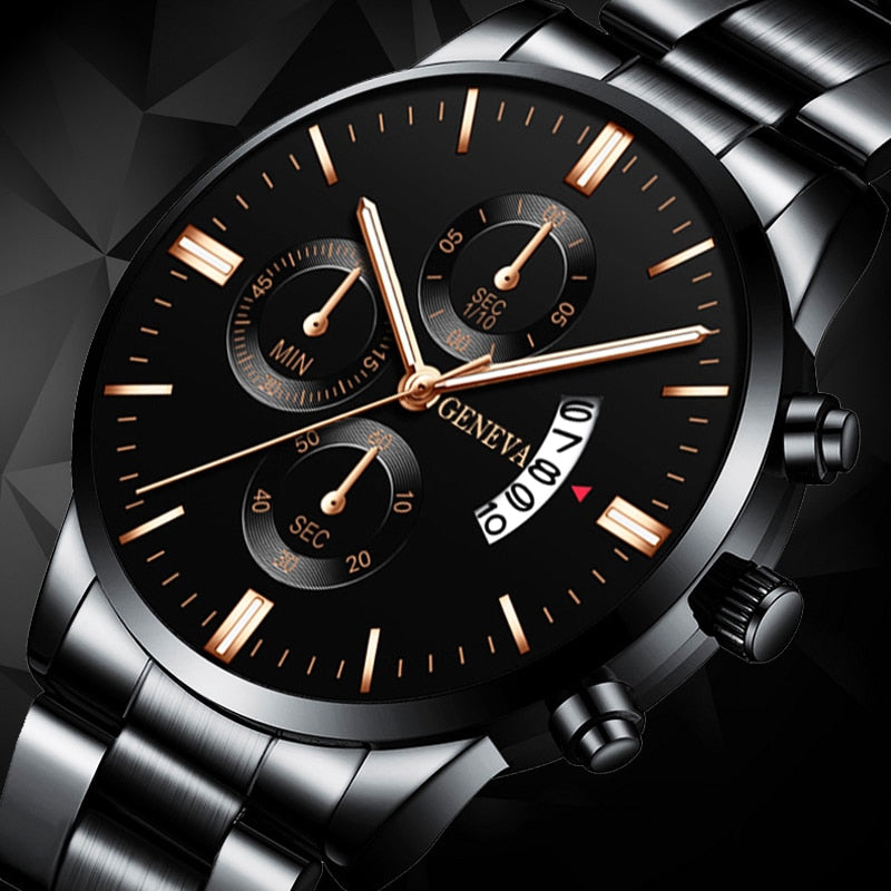 Men Militar Stainless Steel Watches Luxury Calendar Quartz Wristwatch