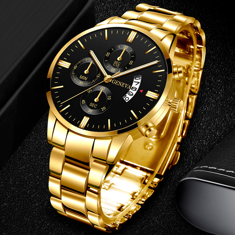 Men Militar Stainless Steel Watches Luxury Calendar Quartz Wristwatch