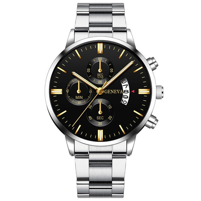 Men Militar Stainless Steel Watches Luxury Calendar Quartz Wristwatch