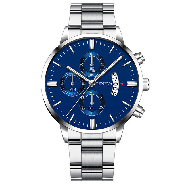 Men Militar Stainless Steel Watches Luxury Calendar Quartz Wristwatch