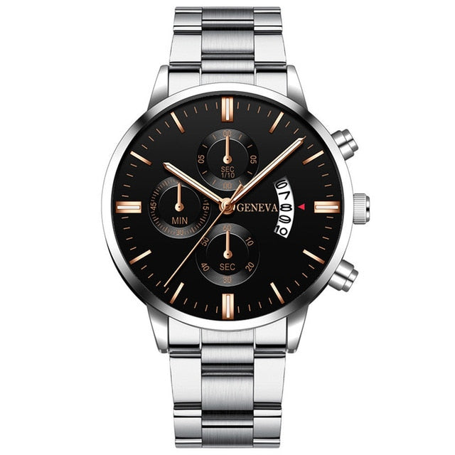 Men Militar Stainless Steel Watches Luxury Calendar Quartz Wristwatch
