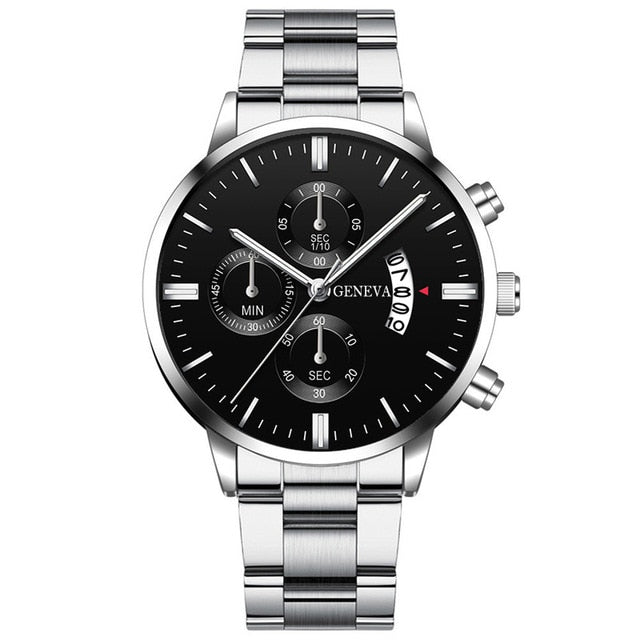 Men Militar Stainless Steel Watches Luxury Calendar Quartz Wristwatch