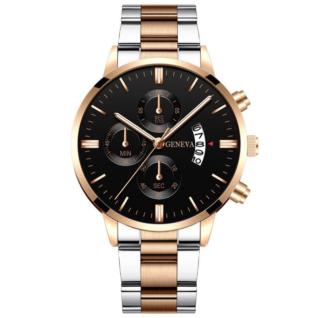 Men Militar Stainless Steel Watches Luxury Calendar Quartz Wristwatch