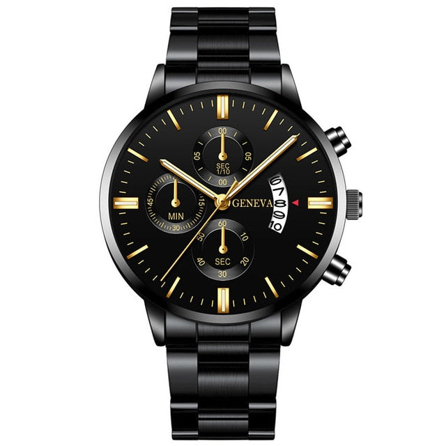Men Militar Stainless Steel Watches Luxury Calendar Quartz Wristwatch