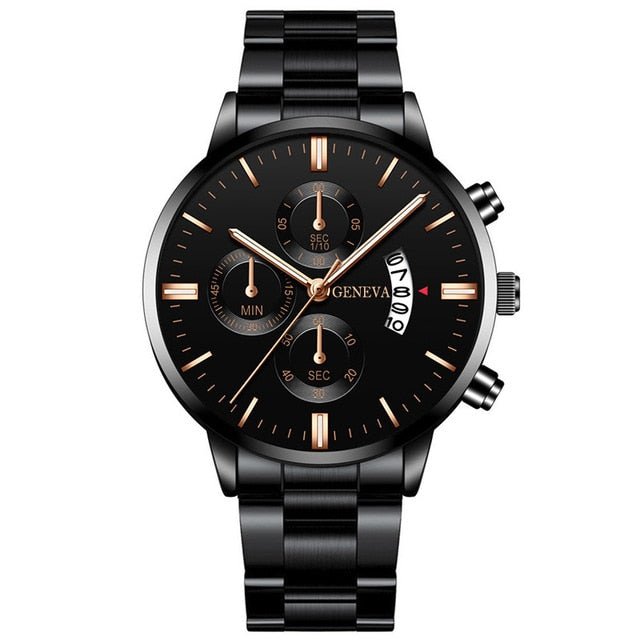 Men Militar Stainless Steel Watches Luxury Calendar Quartz Wristwatch