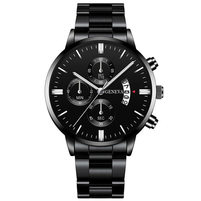 Men Militar Stainless Steel Watches Luxury Calendar Quartz Wristwatch