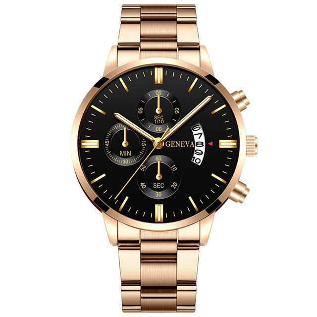 Men Militar Stainless Steel Watches Luxury Calendar Quartz Wristwatch