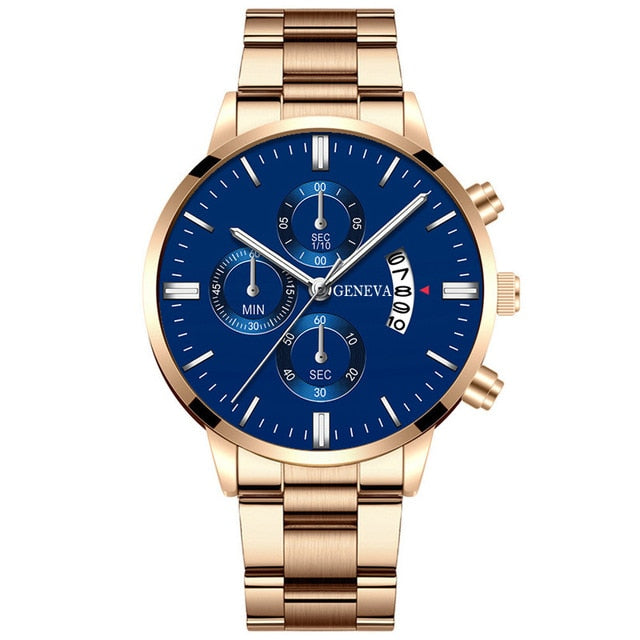 Men Militar Stainless Steel Watches Luxury Calendar Quartz Wristwatch