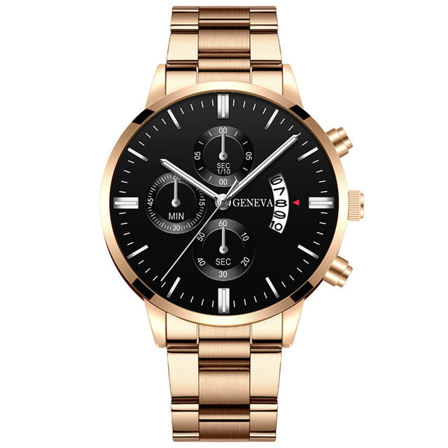 Men Militar Stainless Steel Watches Luxury Calendar Quartz Wristwatch