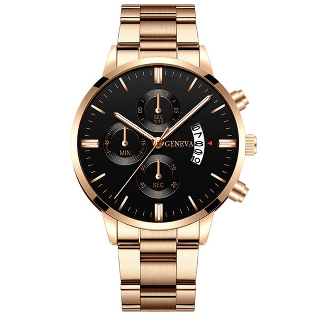 Men Militar Stainless Steel Watches Luxury Calendar Quartz Wristwatch