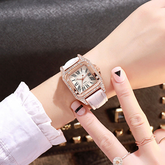 diamond Watch starry Luxury Bracelet set Leather Band