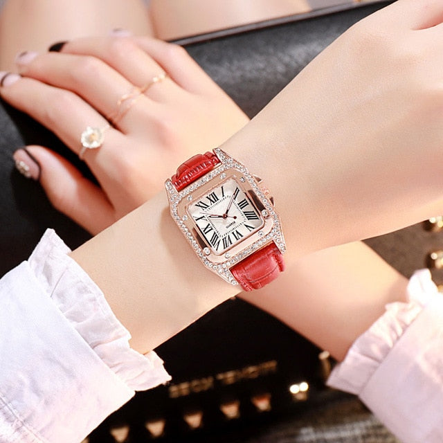 diamond Watch starry Luxury Bracelet set Leather Band