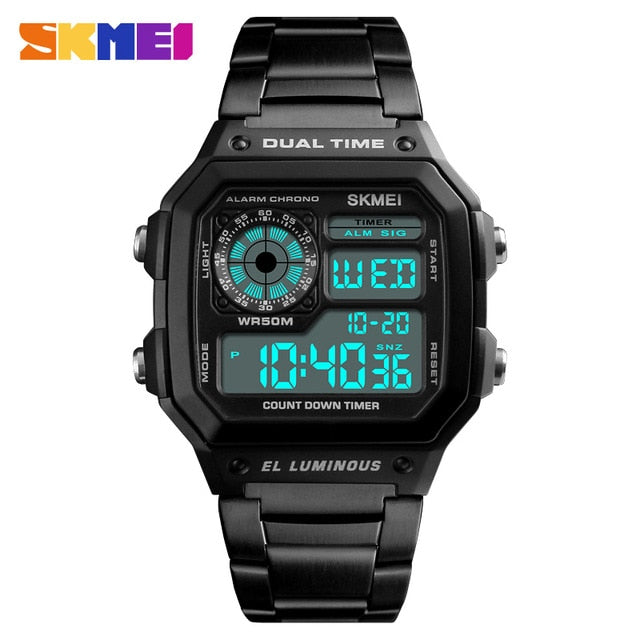 Waterproof Sport Watch Stainless Steel Digital Wristwatches
