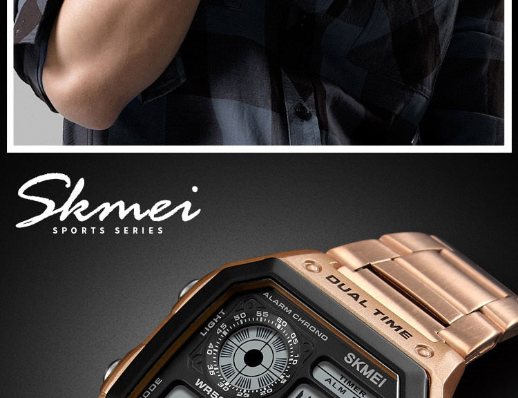 Waterproof Sport Watch Stainless Steel Digital Wristwatches