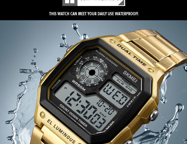 Waterproof Sport Watch Stainless Steel Digital Wristwatches