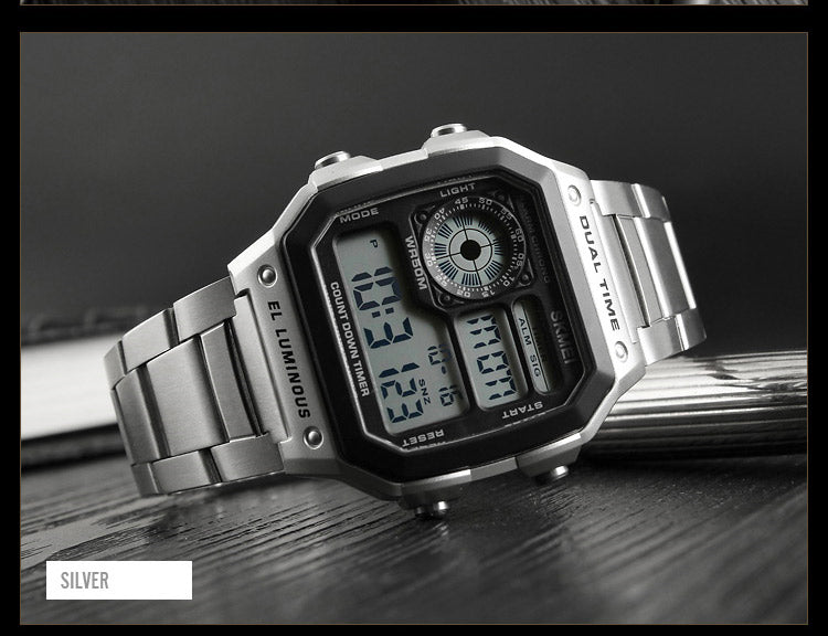 Waterproof Sport Watch Stainless Steel Digital Wristwatches