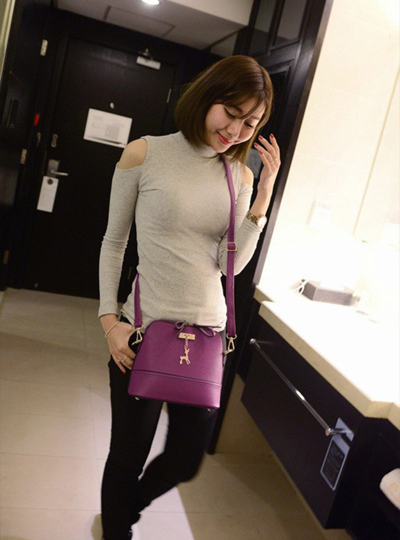 Vintage Leather Bags Fashion Small Shell Bag With Deer Toy
