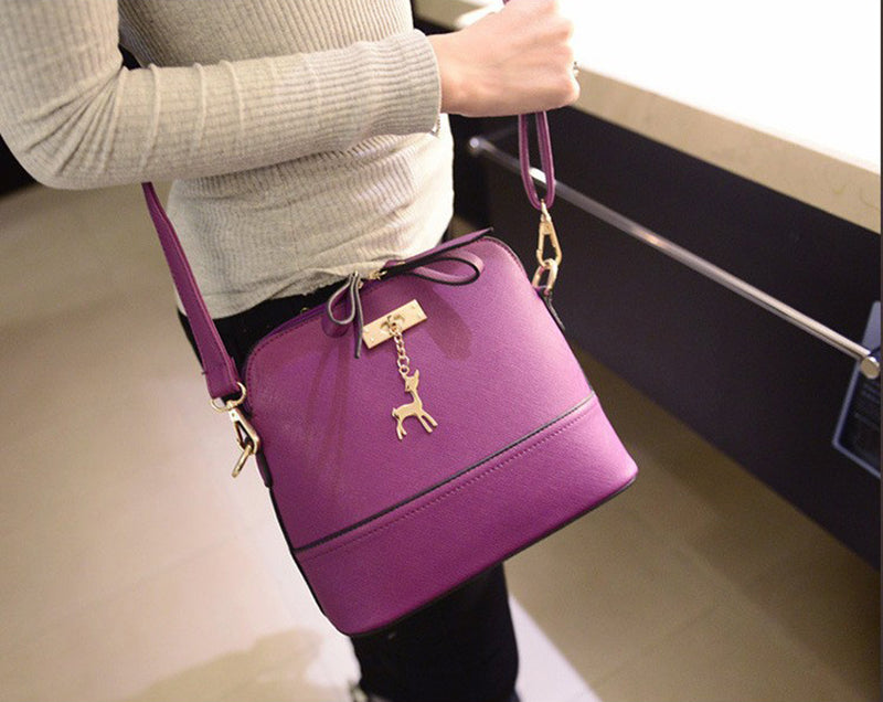 Vintage Leather Bags Fashion Small Shell Bag With Deer Toy
