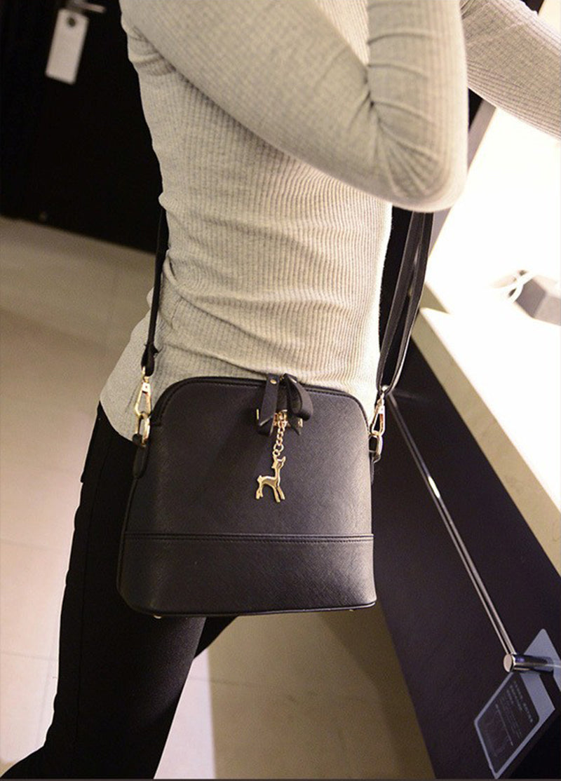 Vintage Leather Bags Fashion Small Shell Bag With Deer Toy