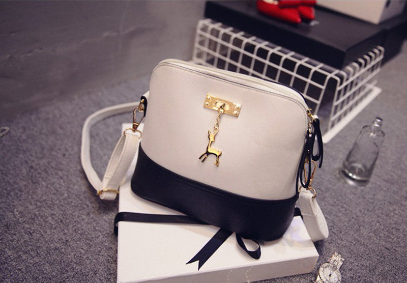 Vintage Leather Bags Fashion Small Shell Bag With Deer Toy