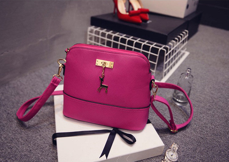 Vintage Leather Bags Fashion Small Shell Bag With Deer Toy