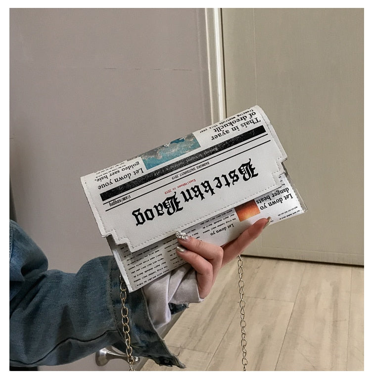 Trendy Envelope Women's Bag Fashion Personality Inkjet Newspaper Clutch