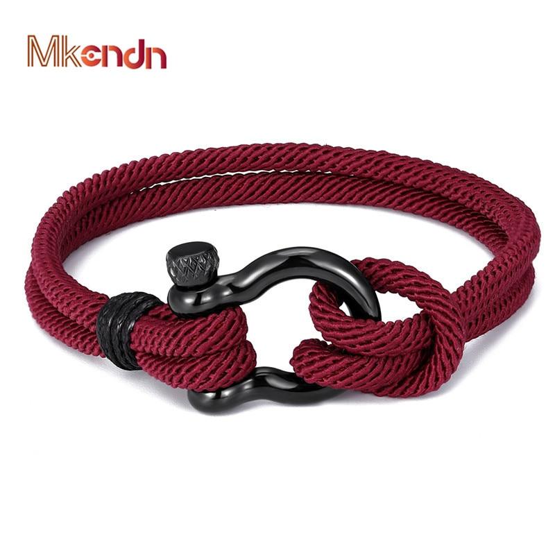 Navy  Parachute cord Survival Anchor Bracelet Men Women with Black Stainless Steel Sport Buckle