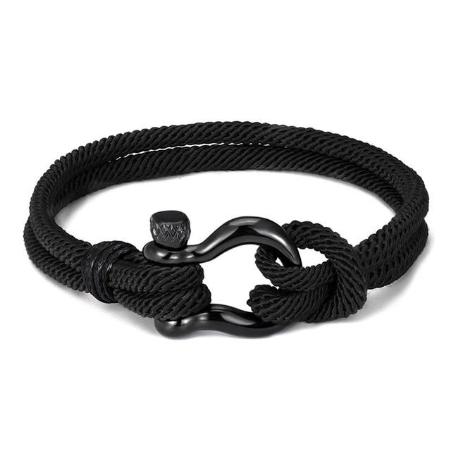 Navy  Parachute cord Survival Anchor Bracelet Men Women with Black Stainless Steel Sport Buckle