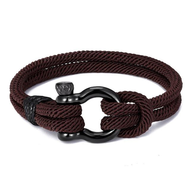 Navy  Parachute cord Survival Anchor Bracelet Men Women with Black Stainless Steel Sport Buckle