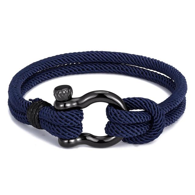 Navy  Parachute cord Survival Anchor Bracelet Men Women with Black Stainless Steel Sport Buckle