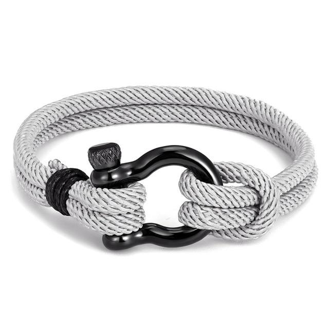 Navy  Parachute cord Survival Anchor Bracelet Men Women with Black Stainless Steel Sport Buckle