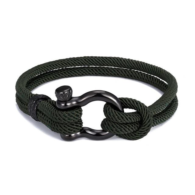 Navy  Parachute cord Survival Anchor Bracelet Men Women with Black Stainless Steel Sport Buckle