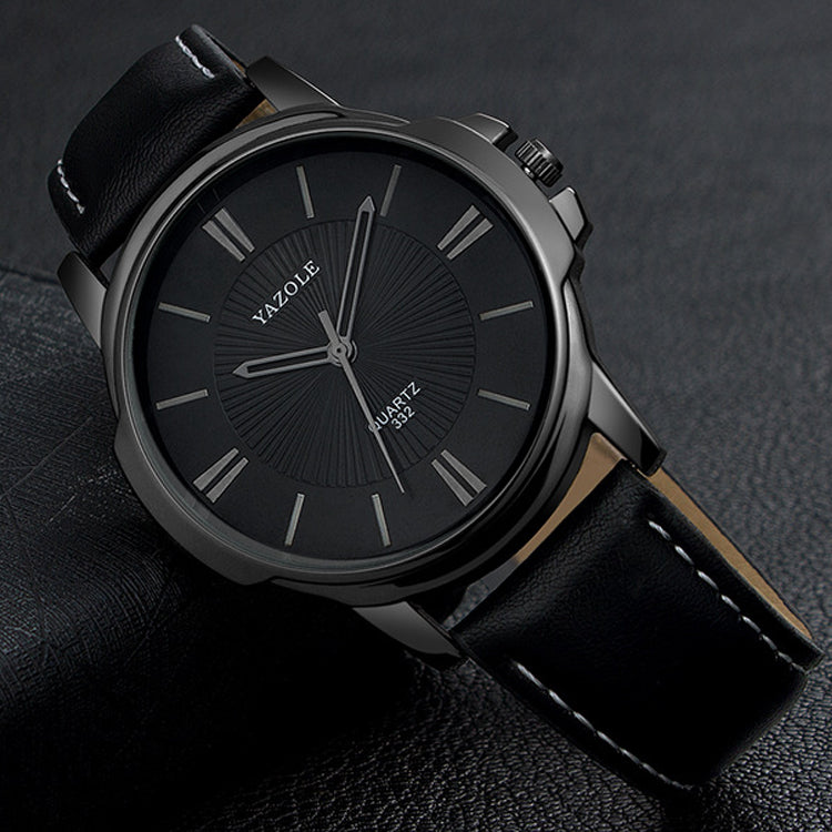 Black Business PU Leather Wristwatch  Quartz Clock Hours