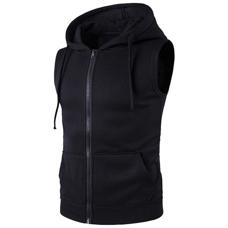 Sleeveless Hoodies Cardigans Jacket Autumn Causal Zipper Pockets Vest Waistcoat