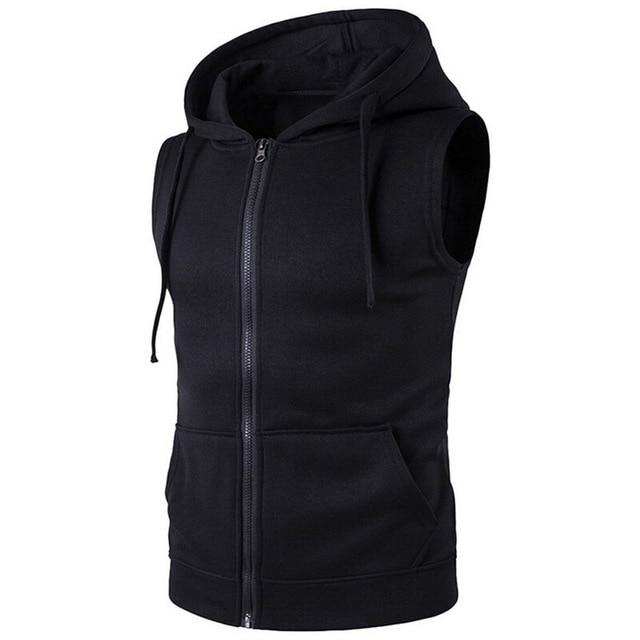 Sleeveless Hoodies Cardigans Jacket Autumn Causal Zipper Pockets Vest Waistcoat