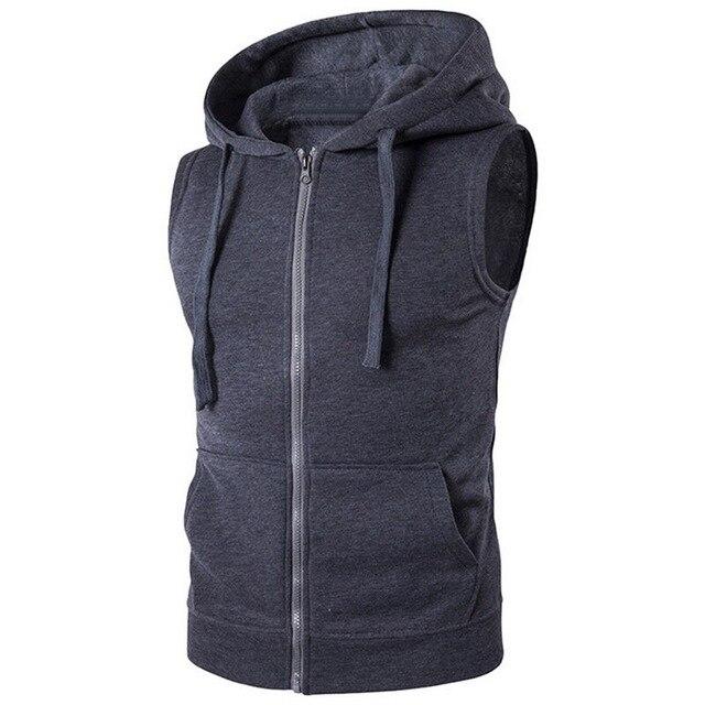 Sleeveless Hoodies Cardigans Jacket Autumn Causal Zipper Pockets Vest Waistcoat