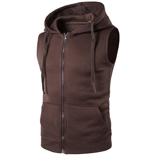 Sleeveless Hoodies Cardigans Jacket Autumn Causal Zipper Pockets Vest Waistcoat