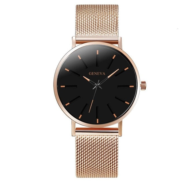 Minimalist Men's Fashion Ultra Thin Watches Stainless Steel Mesh Belt Quartz