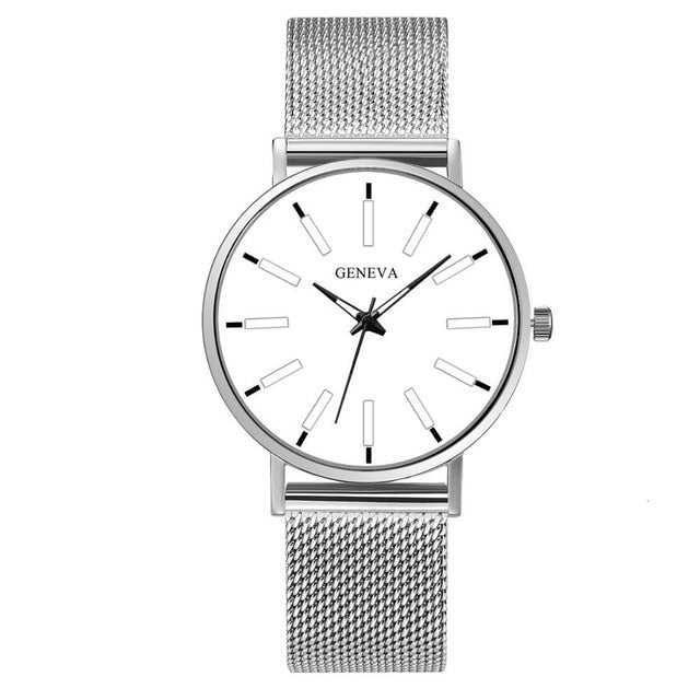 Minimalist Men's Fashion Ultra Thin Watches Stainless Steel Mesh Belt Quartz
