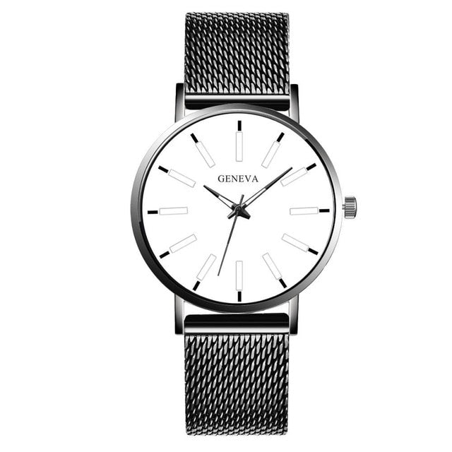 Minimalist Men's Fashion Ultra Thin Watches Stainless Steel Mesh Belt Quartz