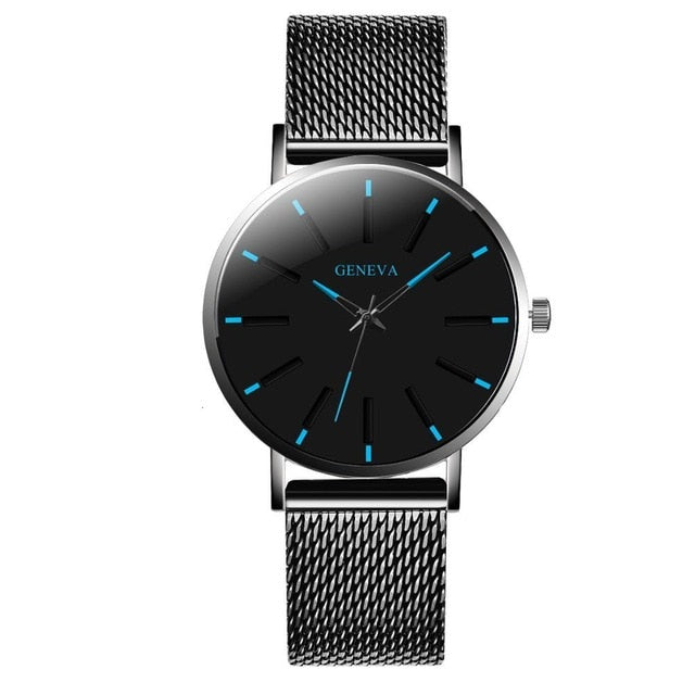 Minimalist Men's Fashion Ultra Thin Watches Stainless Steel Mesh Belt Quartz