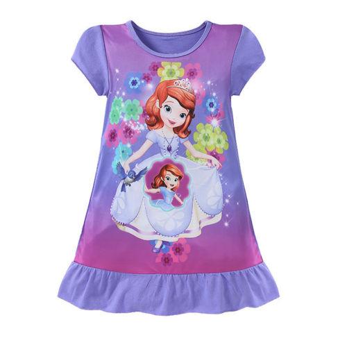 Lovely Kids Clothes Short Sleeve Cartoon Mermaid Princess Dress Summer Girls Dress