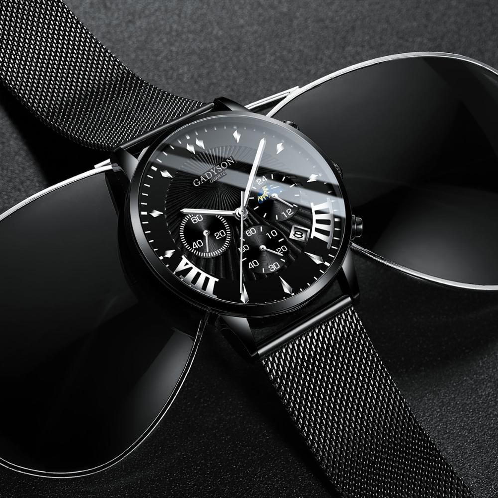Business Quartz Wristwatches Analog Steel Men Watch  Wrist Clock