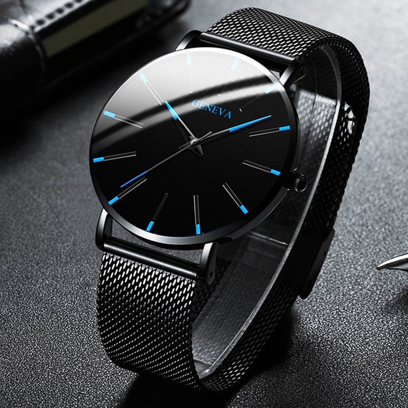 ultra-thin watch  stainless steel mesh quartz watch
